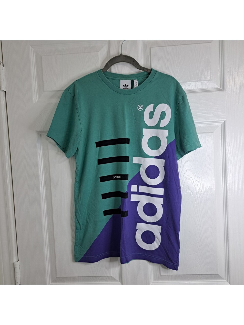 Adidas Originals Retro Geometric T Shirt Mens Sz M Teal Purple Blokecore Sporty